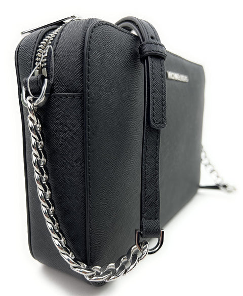 Michael Kors Women's Jet Set Item Crossbody Bag in Black with Silver hardware (Black/Silver) Michael Kors