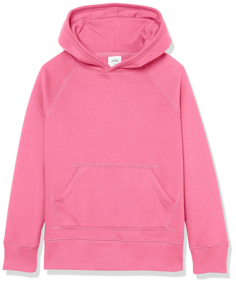Amazon Essentials Girls' Pullover Hoodie Sweatshirt, Bright Pink, X-Small