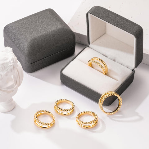 misszhi Gold Rings 14K Gold Rings For Women Chunky Gold Rings Gold Jewelry For Women Classic Double Twisted Rings For Women Non Tarnish 8 misszhi