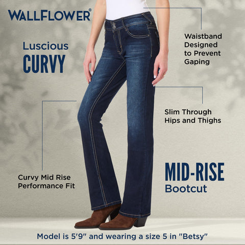 WallFlower Women's InstaStretch Luscious Curvy Bootcut Jeans, Betsy, (13)