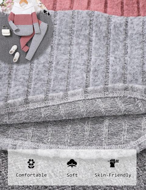 Doresbebe Girls Fall Winter Outfit Set Long Sleeve 2Pcs - Cozy Hoodie Sweatshirt Top Shirt Stretchy Fashion Pants Leggings for 5 6 Year Old Princess Spring Overall Set Pink