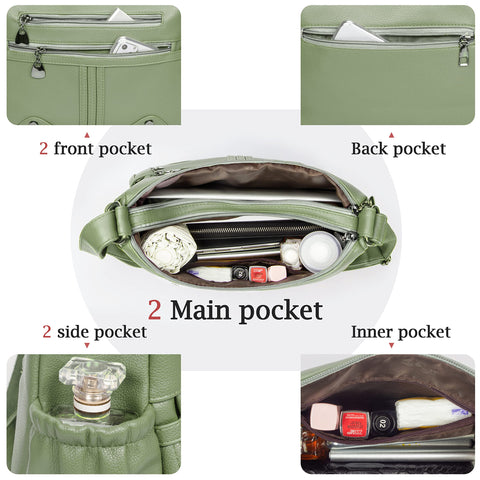 Women Soft PU Leather Shoulder Handbag Multi Pocket Crossbody Bag Ladies Medium Roomy Purses Fashion Tote Top Handle Satchel VOLGANIK ROCK