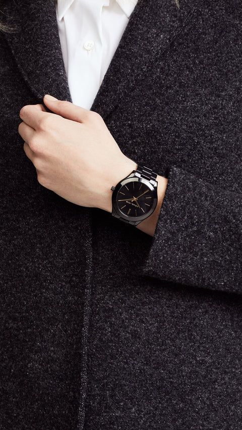 Michael Kors Slim Runway Three-Hand Black Stainless Steel Women's Watch (Model: MK3221) Michael Kors