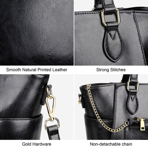 Over Earth Leather Tote Bags for Women Ladies Fashion Shoulder Bag Handbag and Purse (O195E Black) Over Earth