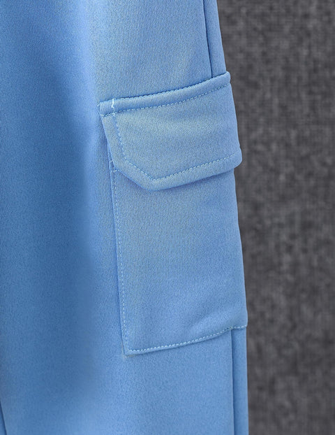 Fdqin 2Pcs Kids Boys Flannel Plaid Shirt Tops Pants Set Hoodie Sweatsuit for Fall Winter Spring Outfits Blue 9-10Year