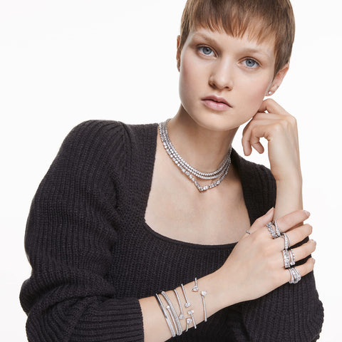 SWAROVSKI Women's Twist Rows Ring, White Crystal Stones in a Spiral Design, Rhodium Plated Setting, Size 58 SWAROVSKI