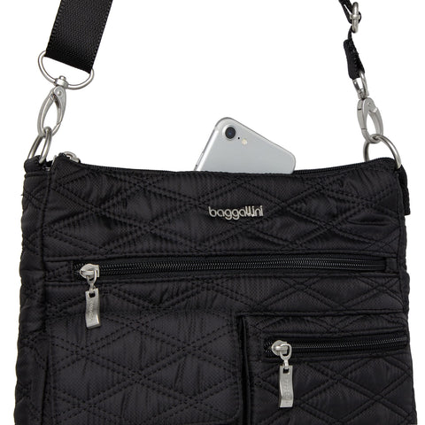 Baggallini womens Modern Everywhere Slim Crossbody, Black Quilt, One Size US Baggallini