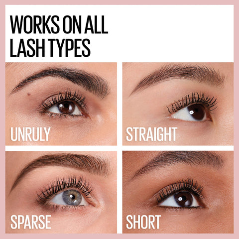 Maybelline Lash Sensational Washable Mascara, Lengthening and Volumizing for a Full Fan Effect, Blackest Black, 1 Count MAYBELLINE
