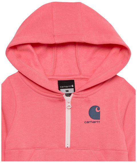 Carhartt Kid's CA9930 Long-Sleeve Half-Zip Sweatshirt - Girls - 3 Toddler - Pink Lemonade