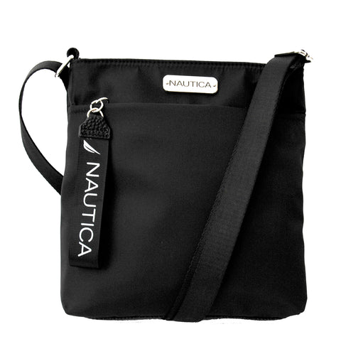 Nautica womens Diver Nylon Small Crossbody Bag Purse With Adjustable Shoulder Strap Cross Body, Black, One Size US Nautica