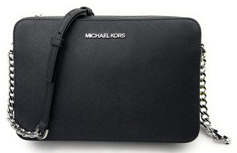 Michael Kors Women's Jet Set Item Crossbody Bag in Black with Silver hardware (Black/Silver) Michael Kors