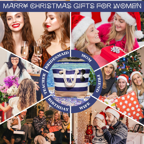 YOOLIFE Personalized Gifts for Women Her - Birthday Gifts Idea for Her Girlfriend Wife Mom Teacher Friend Female Sister Bridesmaid Beach Essential Monogram Canvas Tote Bags Zipper Idea K YOOLIFE