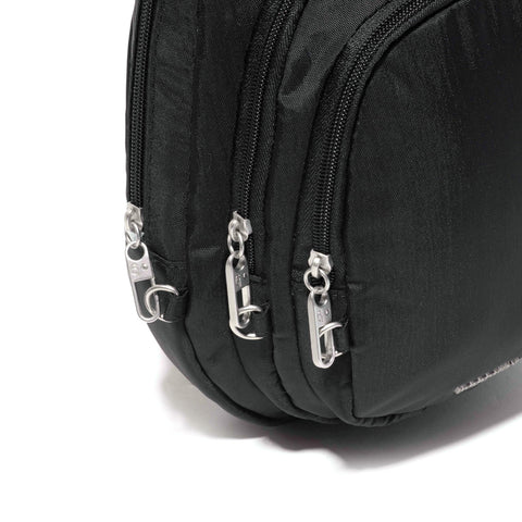 Baggallini Securtex® Anti-Theft Triple Zip Sling - Travel Backpack Sling Bag Crossbody - RFID Wallet Locking Zipper Baggallini