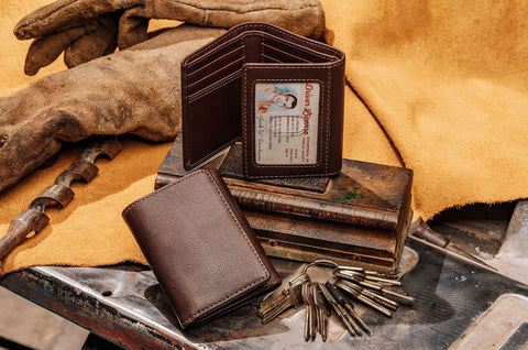 House of Jack Co. Dutton Trifold Wallet with Flip Out ID | RFID Blocking Mens Leather Wallet | Nappa Full Grain Leather House of Jack Co.