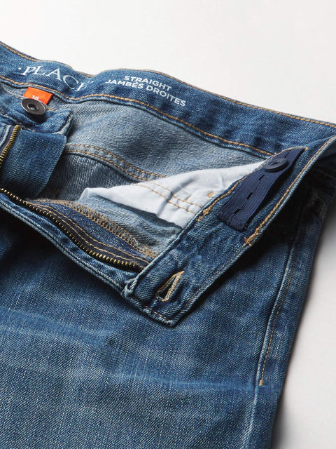 The Children's Place Boys Basic Straight Leg Jeans,Carbon Wash/Deep Blue Wash/Dk Juptier 3 Pack,7