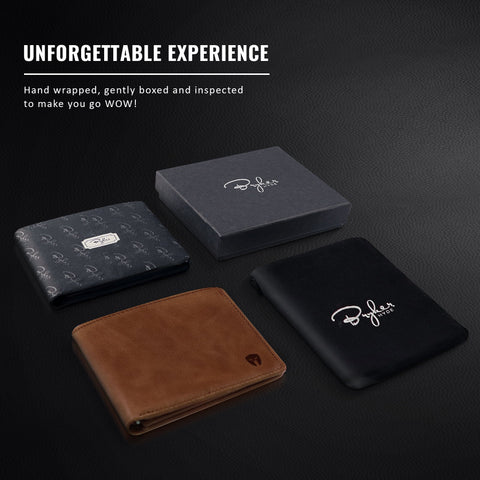 Bryker Hyde Executive 2 ID Window RFID Wallet for Men, Full Grain Leather, Bifold Top Flip, Extra Capacity Travel Wallet (Brown - Distressed Leather, Medium) Bryker Hyde