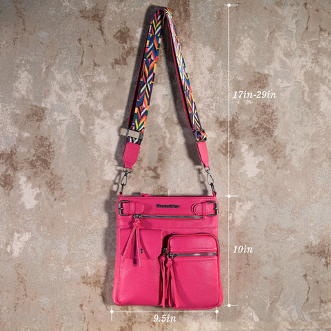 Montana West Crossbody Bag for Women Multi Pocket Leather Shoulder Purses and Handbags Pocketbooks for Travel,MWC-100AHPK Montana West