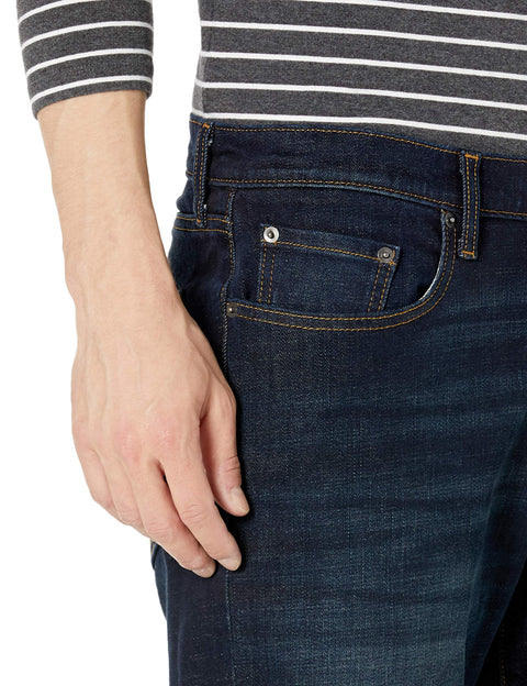Amazon Essentials Men's Athletic-Fit Stretch Jeans - Discontinued Colors, Dark Indigo/Rinsed, 36W x 32L