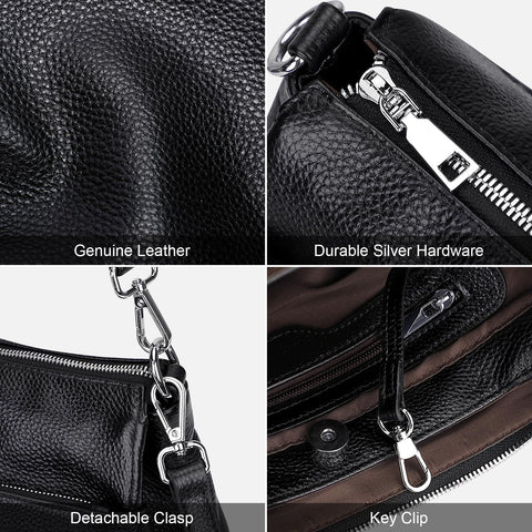 Over Earth Genuine Leather Hobo Bags for Women Small Soft Ladies Shoulder Purses and Handbags Casual Practical Chic Shoulder Bags(O210E Black) Over Earth