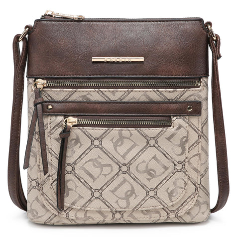 Dasein Crossbody Purse for Women Vegan Leather Shoulder Handbags Messenger Bags with Multi Zipper Pockets (Beige) Dasein