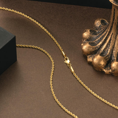 KROMPG Necklace 14k Gold Necklace for Women 2mm Rope Gold Chain Necklace Woman Men Non-Tarnish & Dainty Gold Necklace for Women All Lengths 16-26 Inches (Length 20 Inches) KROMPG