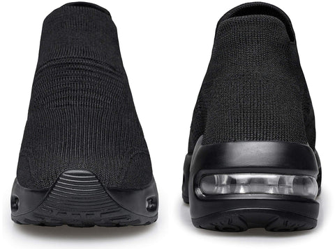DOUSSPRT Womens Walking Sneakers Slip on Sock Shoes Mesh Air Cushion Platform Workout Tennis Loafers Fashion Casual 002 allblack US Size 8 DOUSSPRT