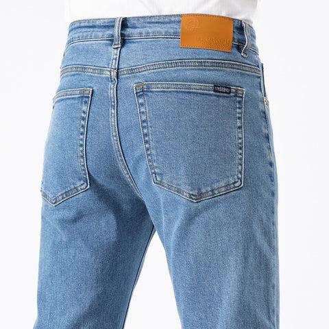 GAIAKOU baggy jeans for men slim fit plus size stretch light wash blue designer work man denim pants loose straight leg mens stretchy regular relaxed fit male carpenter elastic fashion new men's jeans