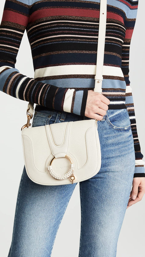 See by Chloe Women's Hana Small Saddle Bag, Cement Beige, Off White, One Size SEE BY Chloé