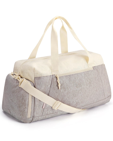 BAGSMART Gym Bags for Men Women, 40L Foldable Travel Duffle Bag, Lightweight Weekender Duffel Bag With Shoe Compartment, Water Resistant Workout Duffle Sports Bag for Travel Yoga, Beige BAGSMART