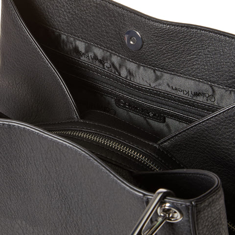 Calvin Klein Reyna Novelty Triple Compartment Shoulder Bag, Black/Silver Combo,One Size Calvin Klein