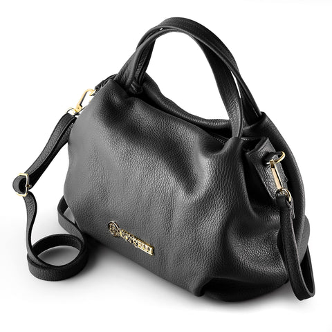 Baroncelli Italian Black Leather Purse for Women Genuine Soft Leather Medium Size Shoulder Crossbody Bag Made in Italy Baroncelli