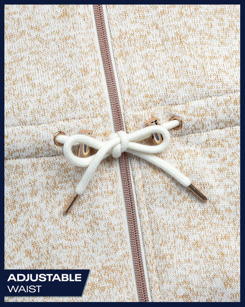 Reebok Womens Fleece Jacket - Lightweight Fleece Jacket Women Sherpa Lined Long Hooded Zip Up Womens Sweaters with Pockets, Size Large, Champagne