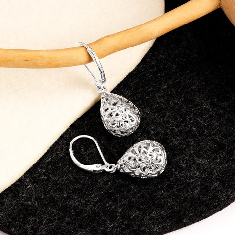 LANCHARMED Sterling Silver Teardrop Earrings for Women, Trendy Silver Drop Leverback Dangle Earrings, Hypoallergenic Leverback Drop Earrings for Jewelry