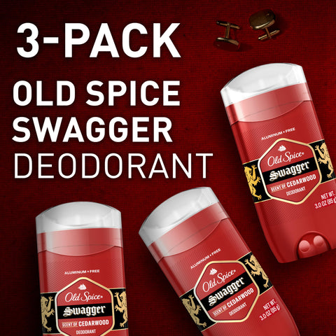 Old Spice Aluminum Free Deodorant for Men, 24/7 Odor Protection, 24/7 Freshness & Lasting Scent, Swagger with Cedarwood Scent, 3.8 oz (Pack of 3)