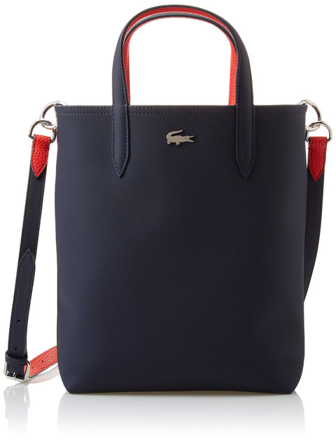 Lacoste womens Anna Vertical Shopping Tote Bag, Sinople/Navy Blue-aconit-white, One Size US Lacoste