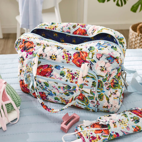 Vera Bradley Women's Cotton Weekender Travel Bag, Perennials Noir, One Size Vera Bradley