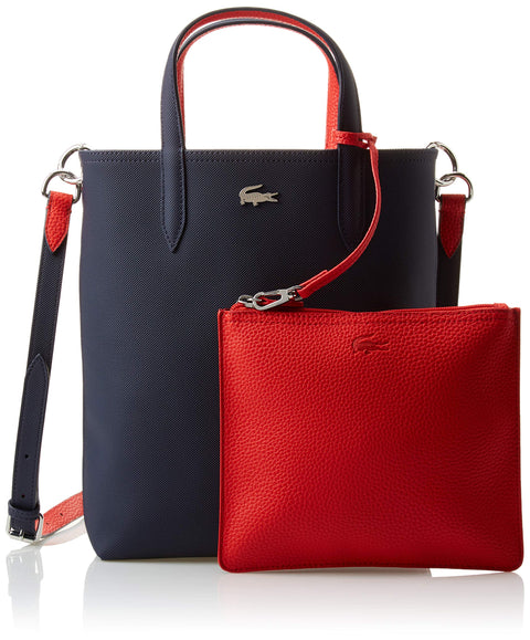Lacoste womens Anna Vertical Shopping Tote Bag, Sinople/Navy Blue-aconit-white, One Size US Lacoste