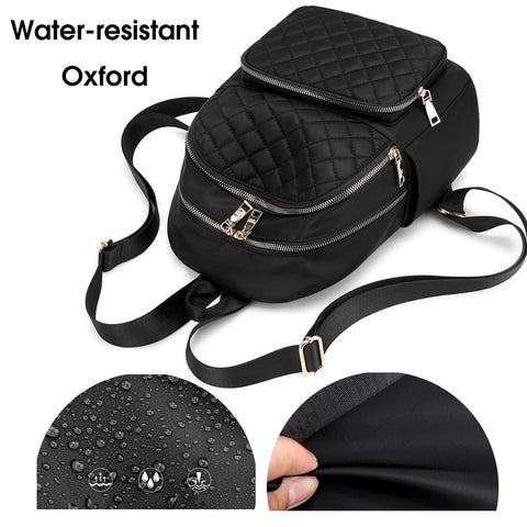 Gazigo Backpack for Women, Nylon Travel Backpack Purse Black Shoulder Bag Small Casual Daypack for Womens(Black Quilted) Gazigo