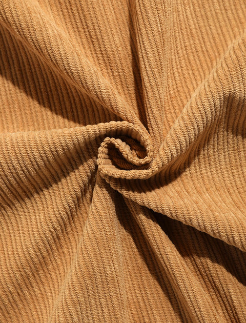 ZAFUL Men's Striped Patch Sweatshirt Quarter Zip Corduroy Kangaroo Pocket Solid Stand Collar Pullover (1-Coffee, XL)