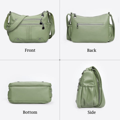 Women Soft PU Leather Shoulder Handbag Multi Pocket Crossbody Bag Ladies Medium Roomy Purses Fashion Tote Top Handle Satchel VOLGANIK ROCK