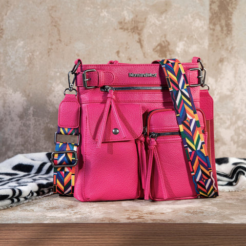 Montana West Crossbody Bag for Women Multi Pocket Leather Shoulder Purses and Handbags Pocketbooks for Travel,MWC-100AHPK Montana West