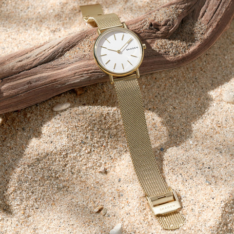 Skagen Women's Signatur Lille Two-Hand Gold Stainless Steel Mesh Band Watch (Model: SKW2693) Skagen