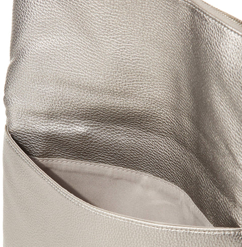 The Drop Women's Southampton Zipper Foldover Clutch, Metallic Silver, One Size The Drop