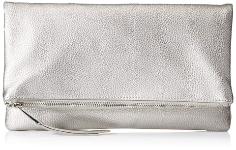 The Drop Women's Southampton Zipper Foldover Clutch, Metallic Silver, One Size The Drop