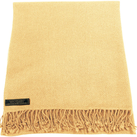 CJ Apparel Light Gold 100% Cashmere Shawl Pashmina Scarf Wrap Stole Head Wrap Hand Made in Nepal New