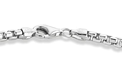 Miabella Solid 925 Sterling Silver Italian 3.5mm Square Rolo Link Round Box Chain Necklace for Women Men, 16, 18, 20, 22, 24, 26, 30 Inch Made in Italy (22, sterling silver) Miabella