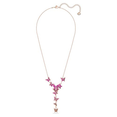SWAROVSKI Lilia Y Necklace, Butterfly, Pink, Rose-gold tone Finish SWAROVSKI