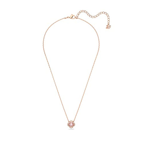 Swarovski Sparkling Dance Women's Clover Pendant Necklace with Pink and White Crystals on a Rose-Gold Tone Plated Chain SWAROVSKI