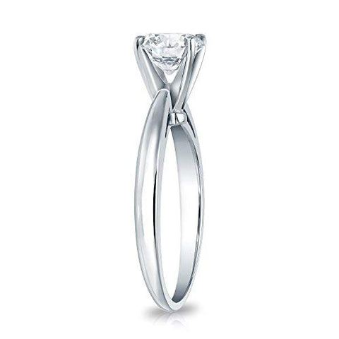 1/3 Carat Round Diamond Solitaire Engagement Ring in 14k White Gold (H-I, I1-I2, cttw) 4-Prong Set Size 8.5 by Diamond Wish Diamond Wish