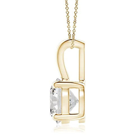 The Diamond Deal .33ct (1/3Cttw) Carat Round Brilliant Solitaire Lab-Grown Diamond Solitaire Pendant Necklace For Women Girls infants in 14k Yellow Gold With 18" Gold Chain The Diamond Deal